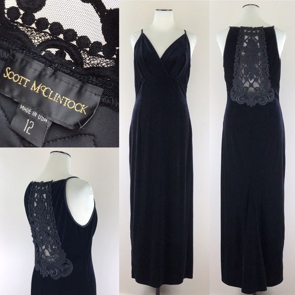 Scott McClintock Dresses & Skirts - VINTAGE Scott McClintock Black Velvet Embroidered Dress NWT